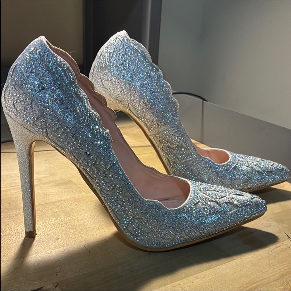 Dazzling Silver Glitter Stiletto Heels